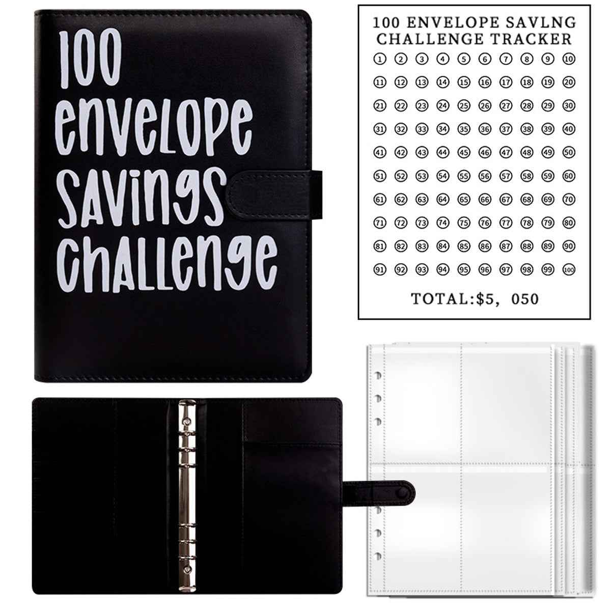 100 Envelope Challenge Binder – Budget Organizer for Cash Saving