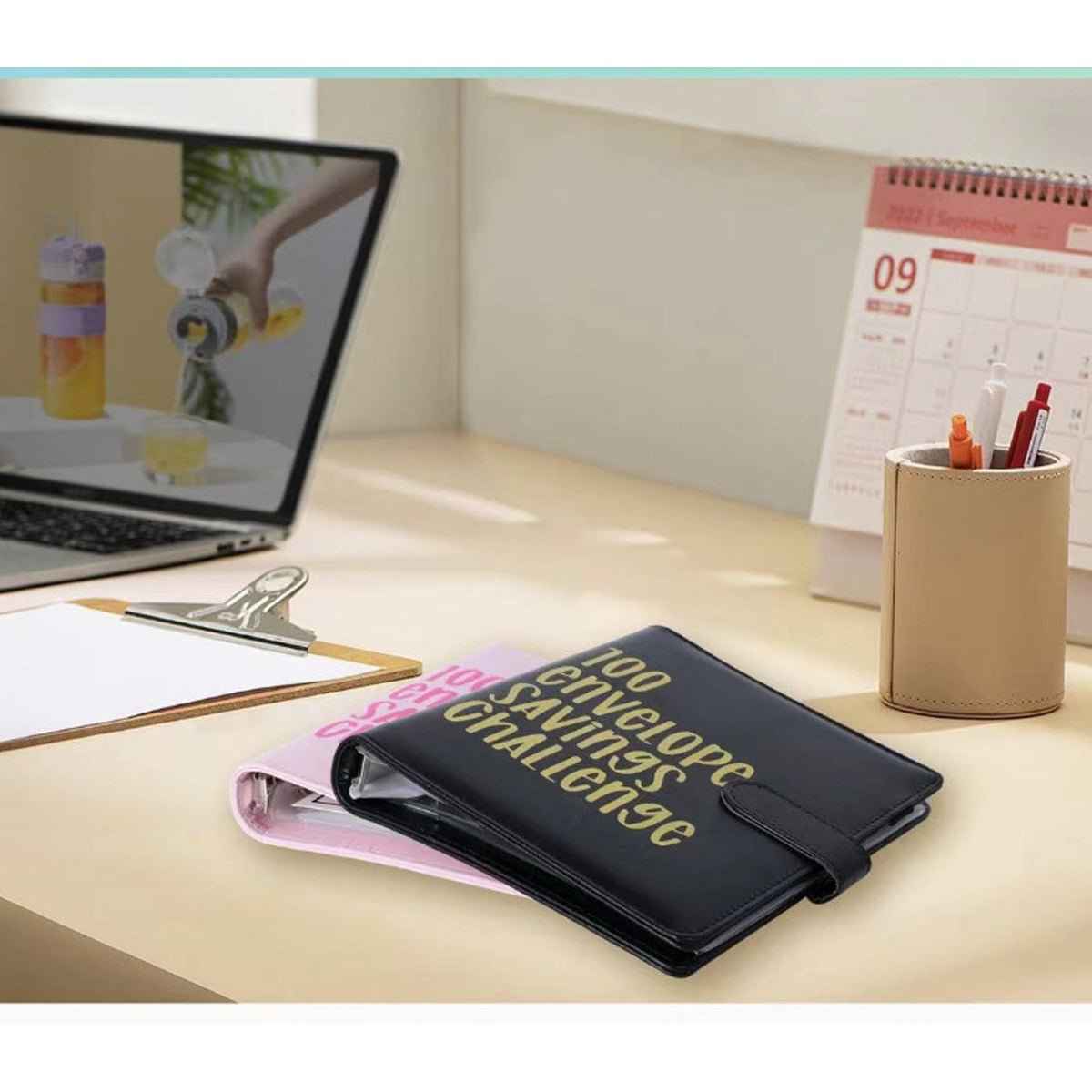 100 Envelope Challenge Binder – Budget Organizer for Cash Saving