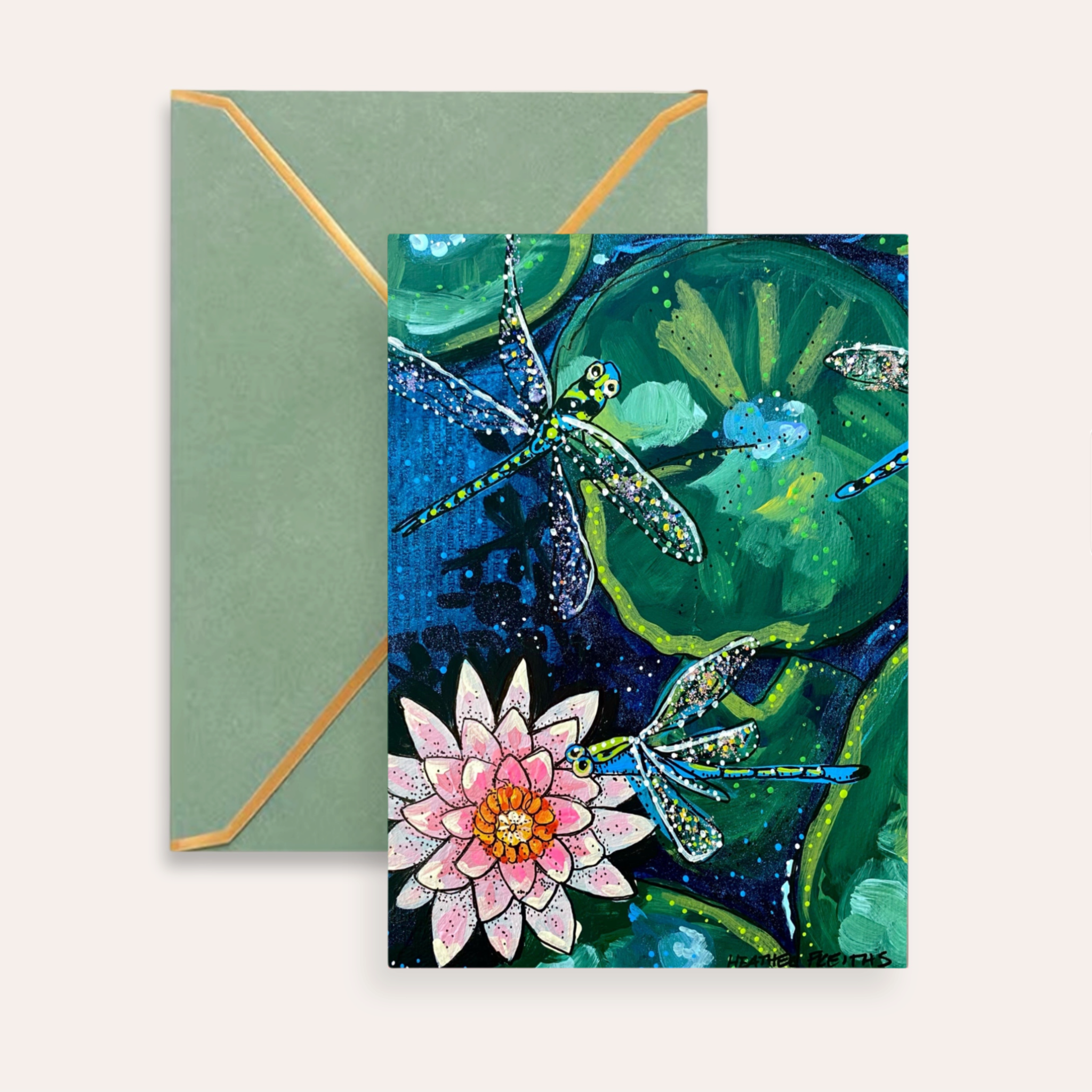 Dragonfly Lily Fine Art Greeting Card