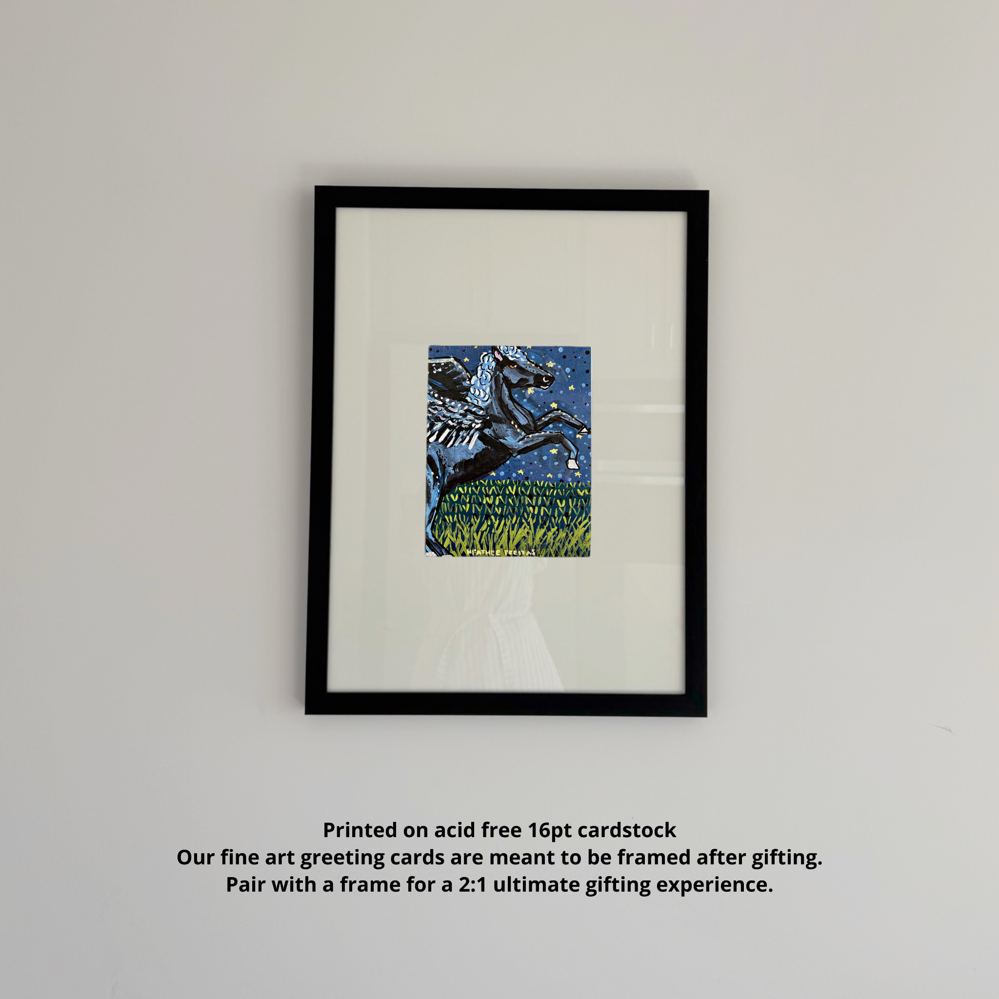 Black Pegasus Starry Night Fine Art Greeting Card