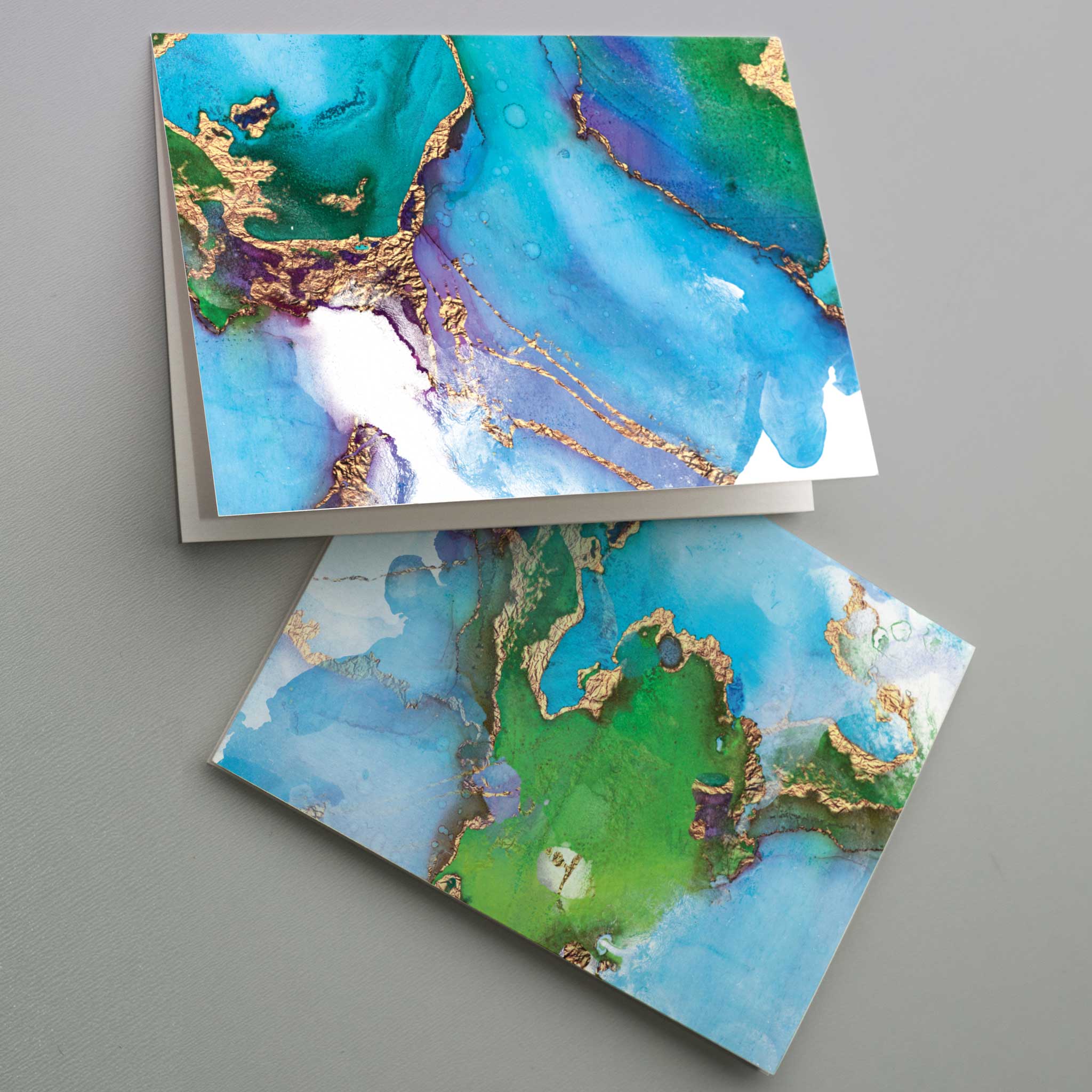 Watercolor & Gold Blank Greeting Cards, Set of 24