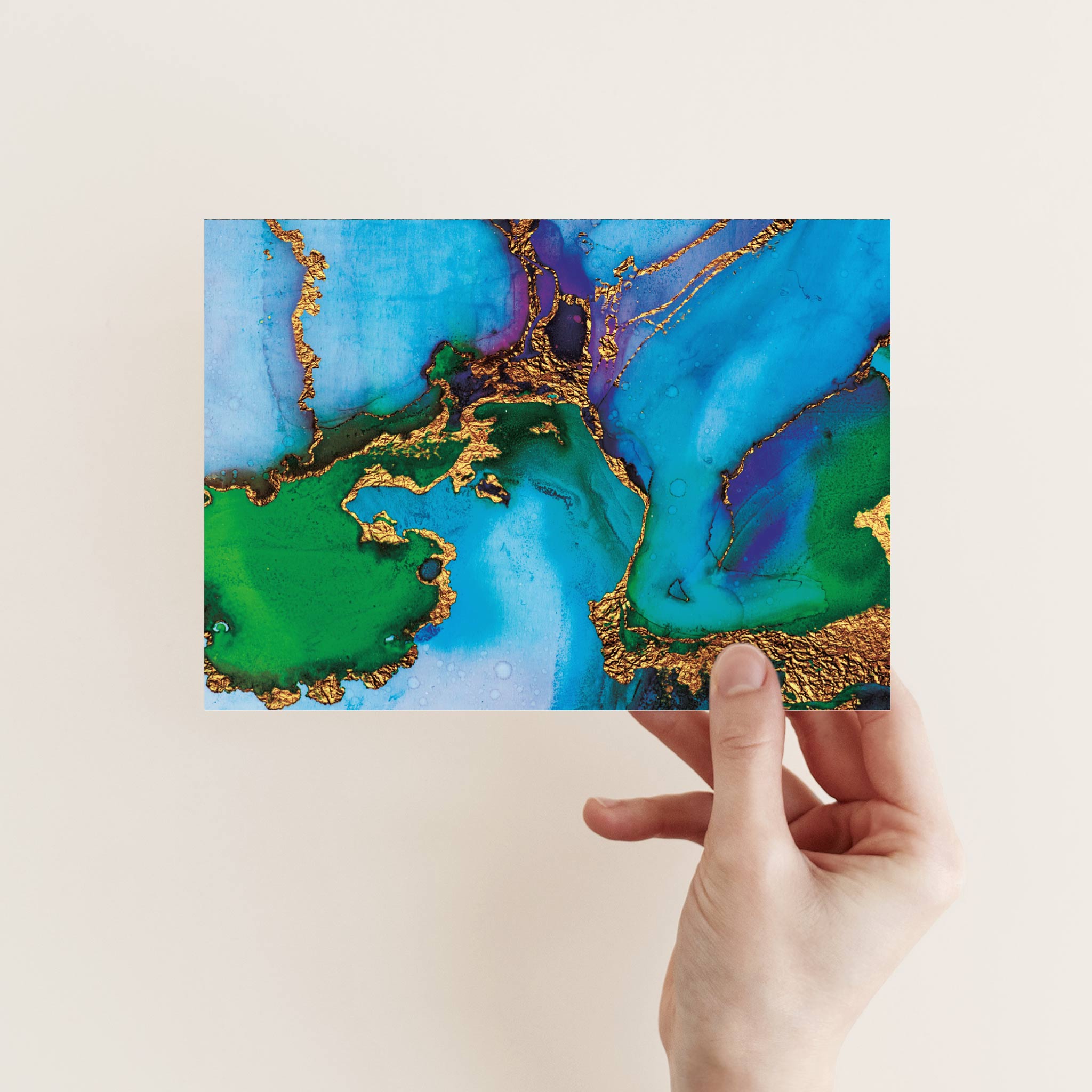 Watercolor & Gold Blank Greeting Cards, Set of 24