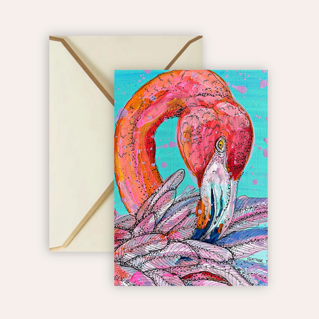 Garnet Flamingo Fine Art Greeting Card