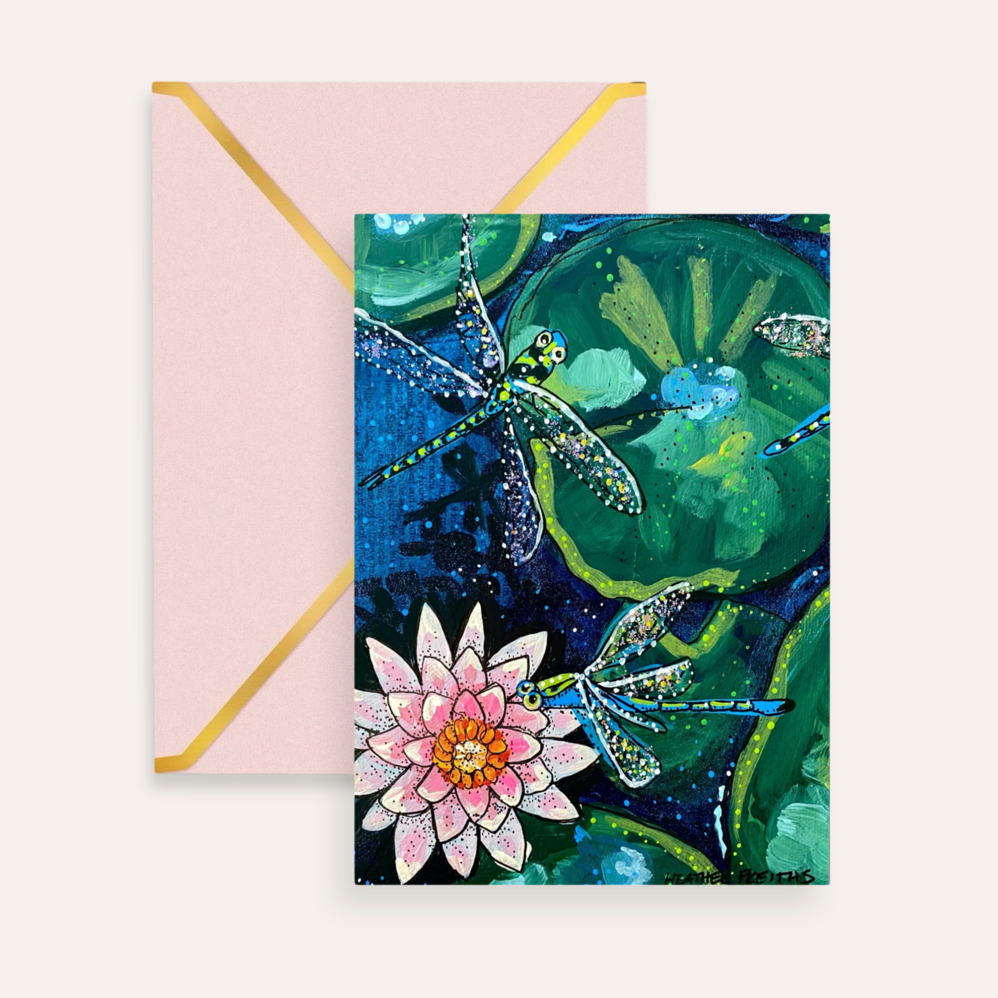 Dragonfly Lily Fine Art Greeting Card