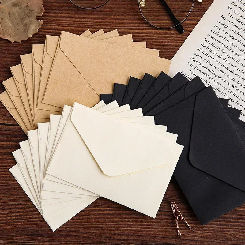 20/40/80PCS Classical White Black Kraft Blank Mini Paper Window Envelopes Wedding Invitation Envelope Gift Envelope